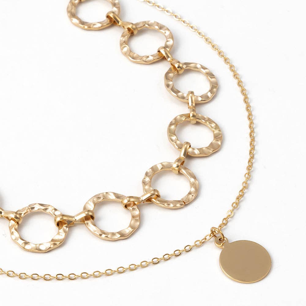 2 Layer Chain Necklace w/ Disk