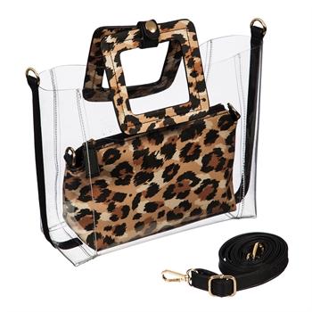 Animal Print Tote Bag with Pouch