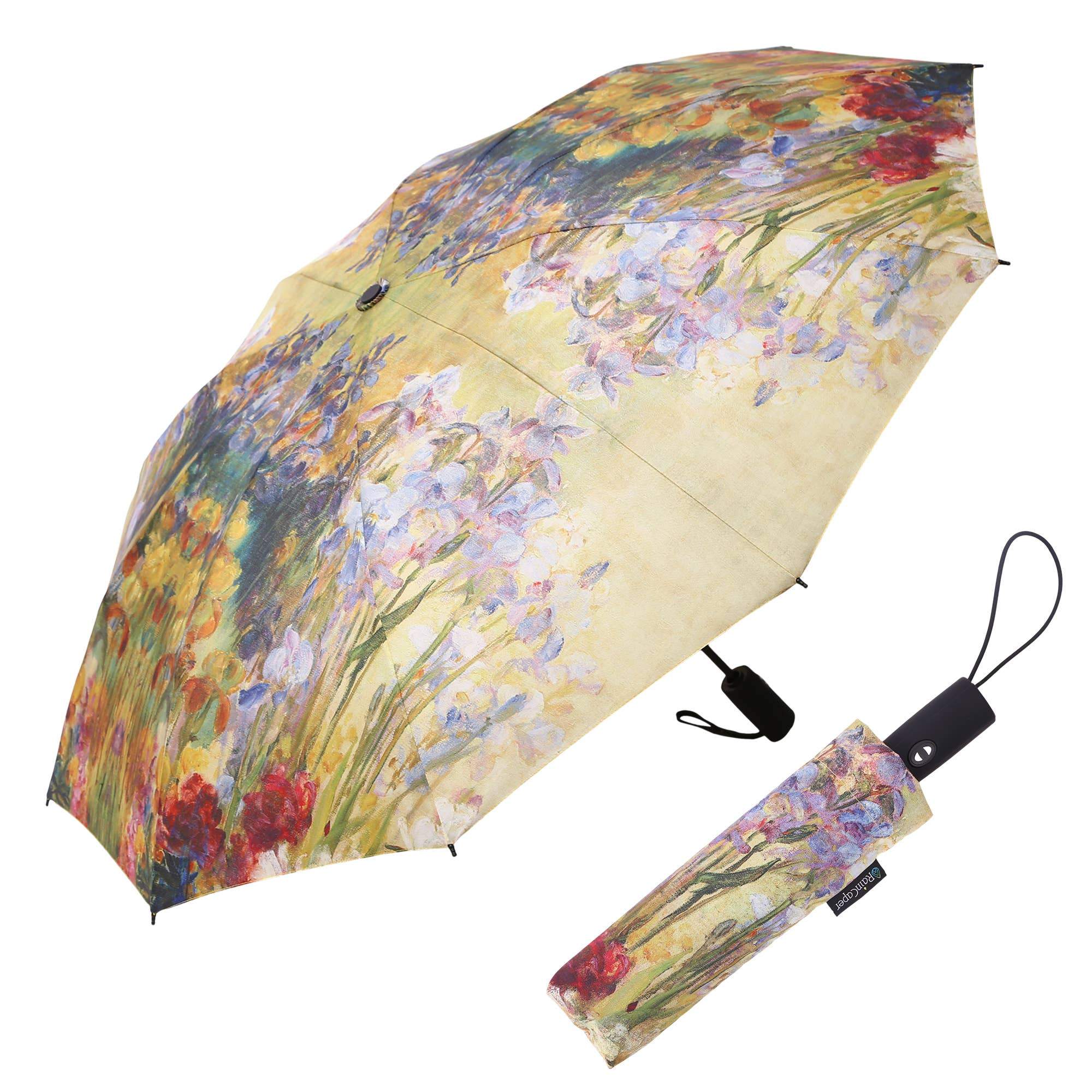 RainCaper - RainCaper Tiffany Peonies & Iris Folding Travel Umbrella-Raincaper-RainCaper-default-Lizzy's Pink Boutique